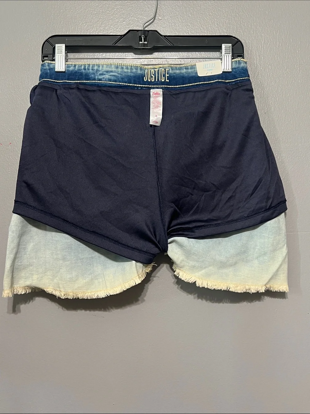 Justice Jeans High Waist Distressed Denim Skort Light Wash Button Front Size 18